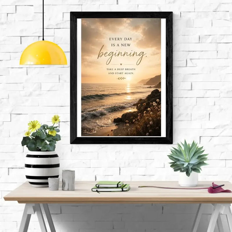 Every Day Is a New Beginning — sunrise ocean quote print