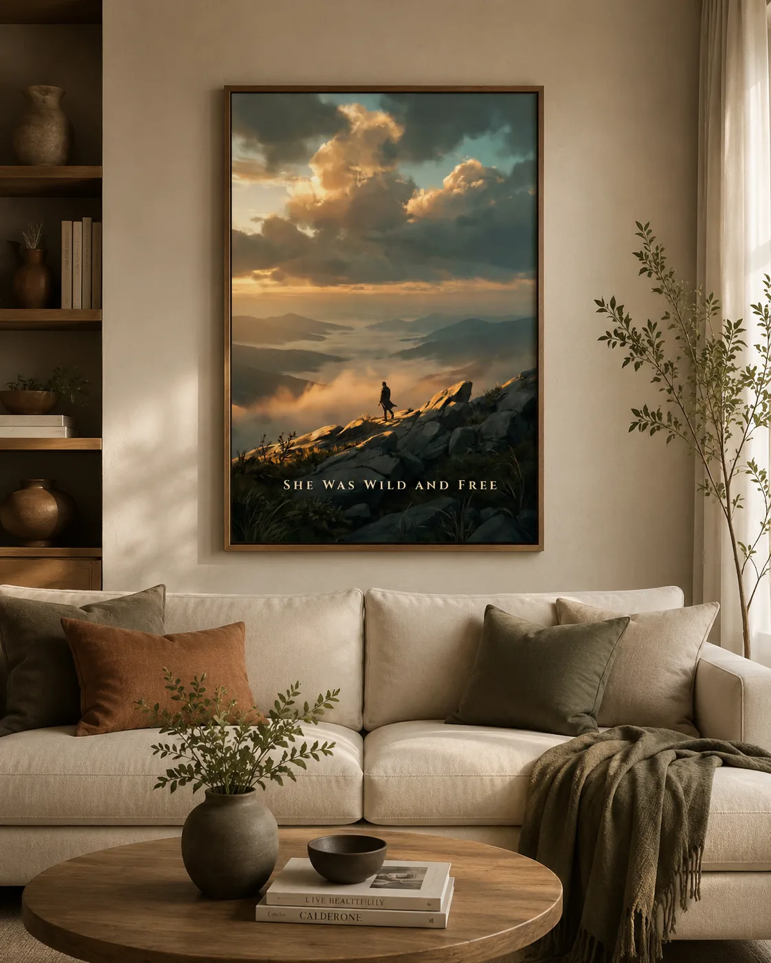 She Was Wild and Free — Stillume print styled in a living room