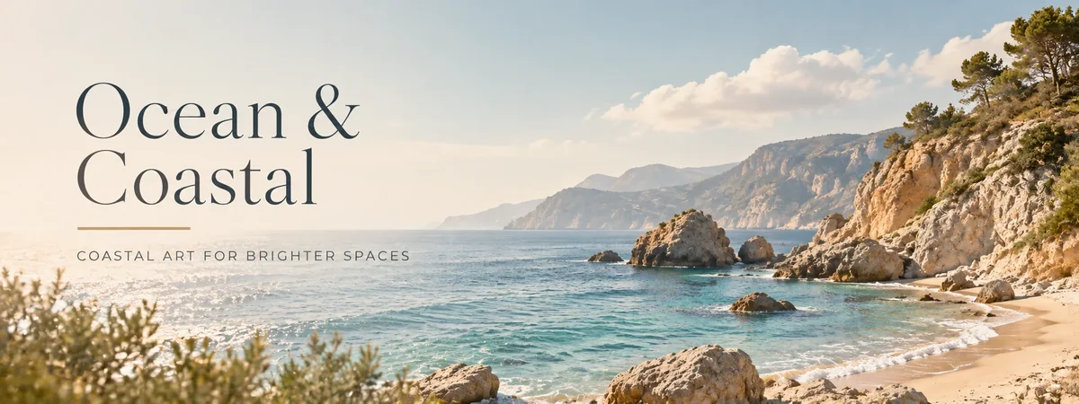 Ocean & Coastal collection — printable coastal wall art with moonlit seas and golden horizons