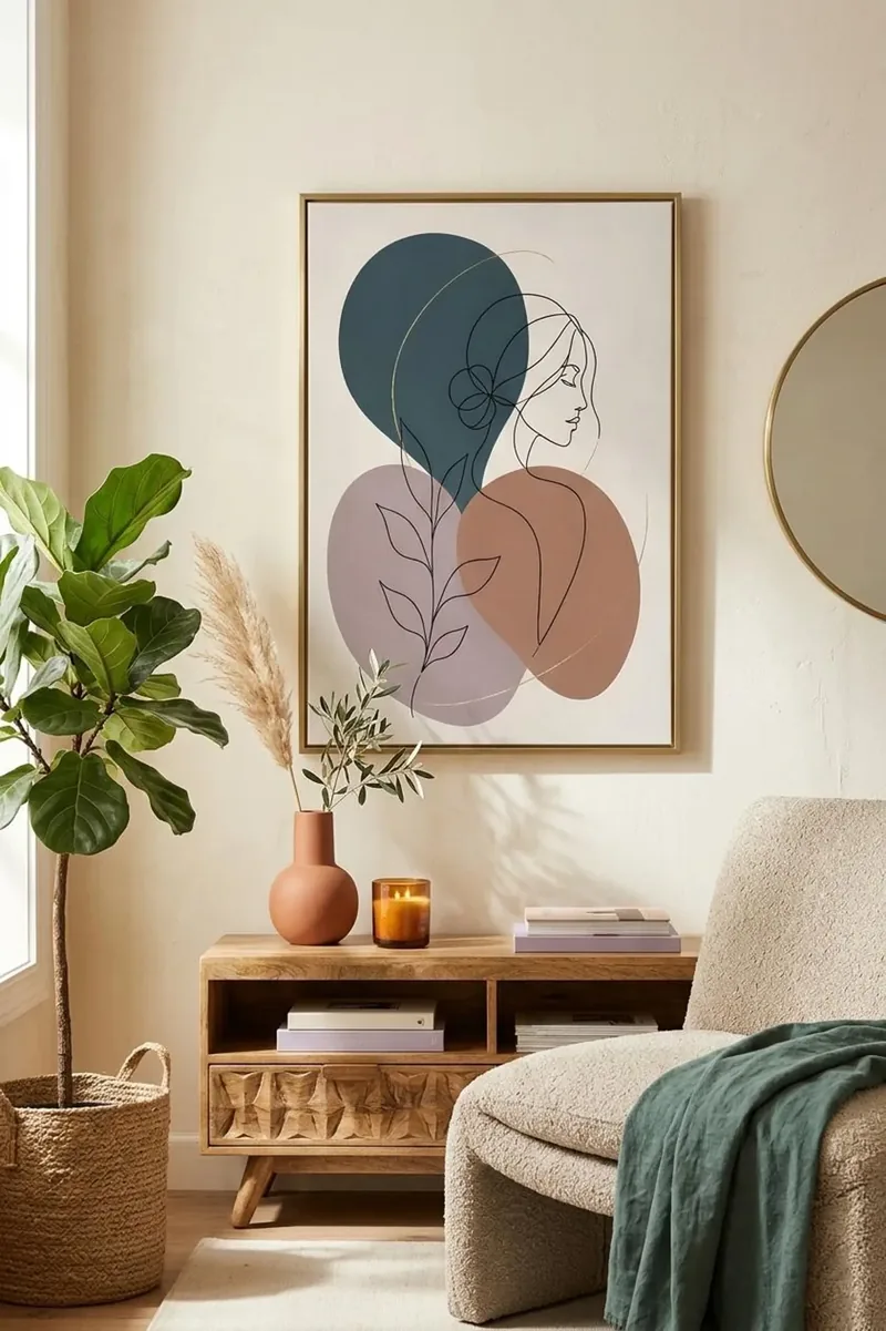 Woman in Bloom — abstract floral woman line art print